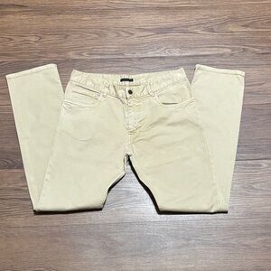 Prada Vintage Khaki Tapered Trousers Silver Button Waist 33